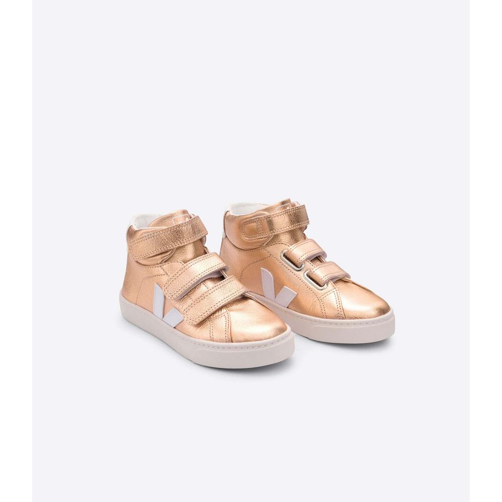 Gold Kids' Veja ESPLAR MID CHROMEFREE High Tops | AU 697KOR